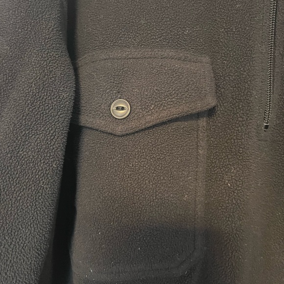 LLBean Men’s 90s Vintage Sport Pullover Black Collared Fleece Shacket size M - Picture 9 of 12